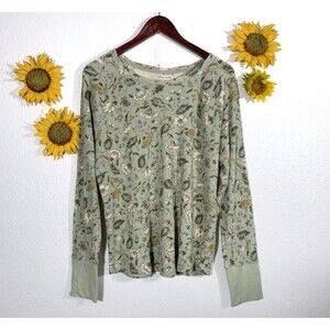 Knox Rose Top Womens Plus Size XXL Floral Waffle Knit Cotton Blend Thermal Top